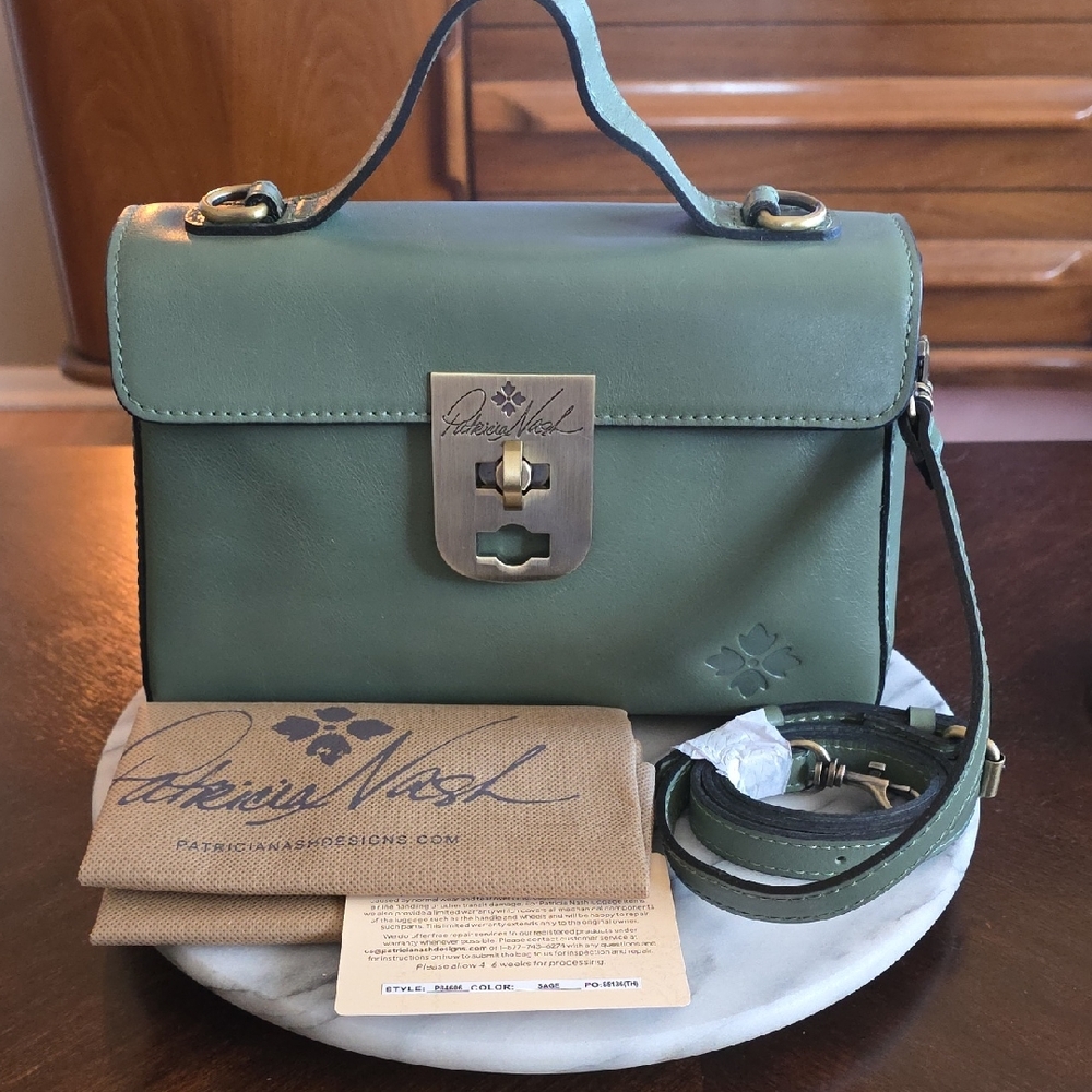 Patricia Nash Green Leather Satchel, With Dust Bag And Care Card! NWOT